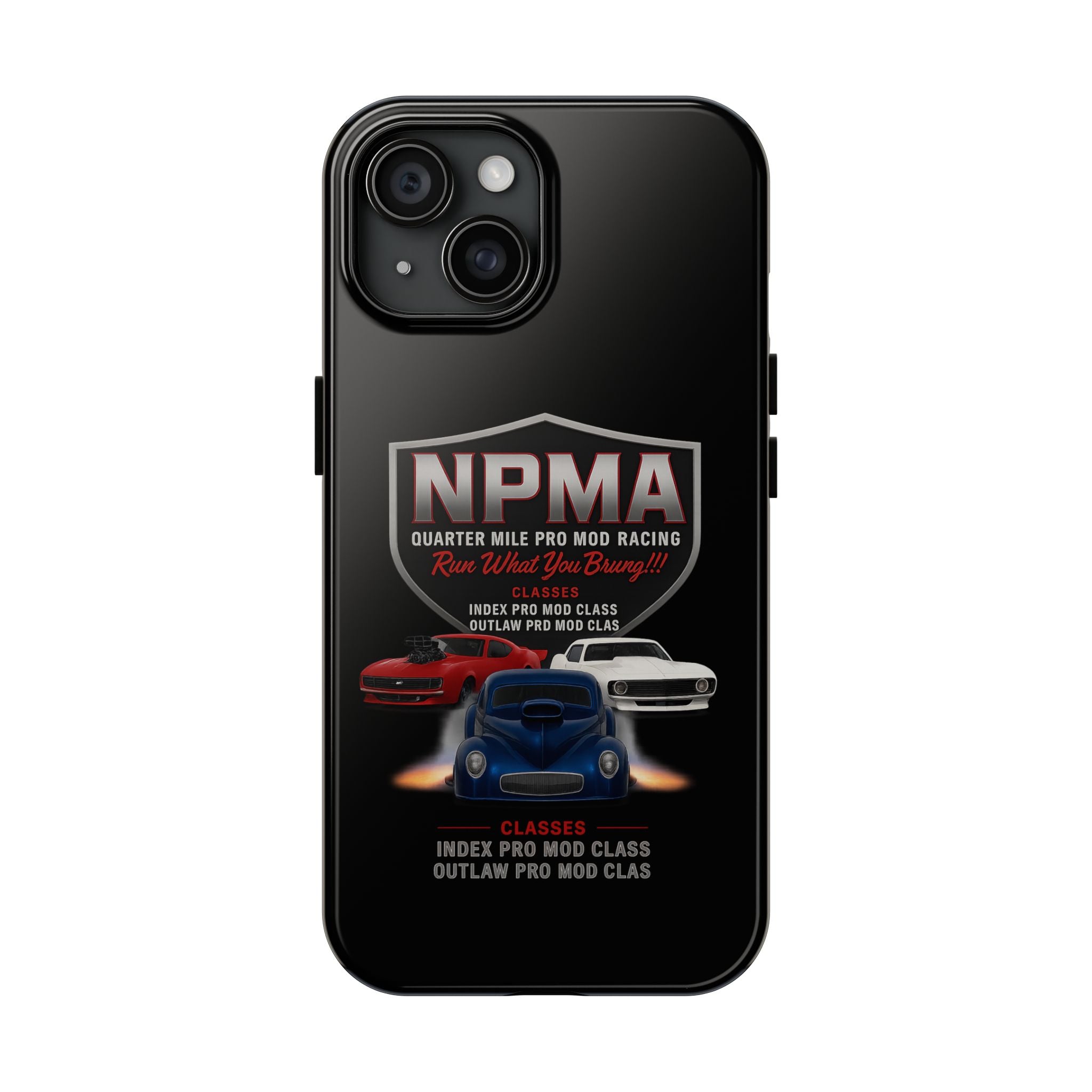 Racing-Themed Tough Phone Cases, Durable Phone Cover, Car Enthusiast Gift, Customizable Tech Accessories, NPMA Racing Merchandise