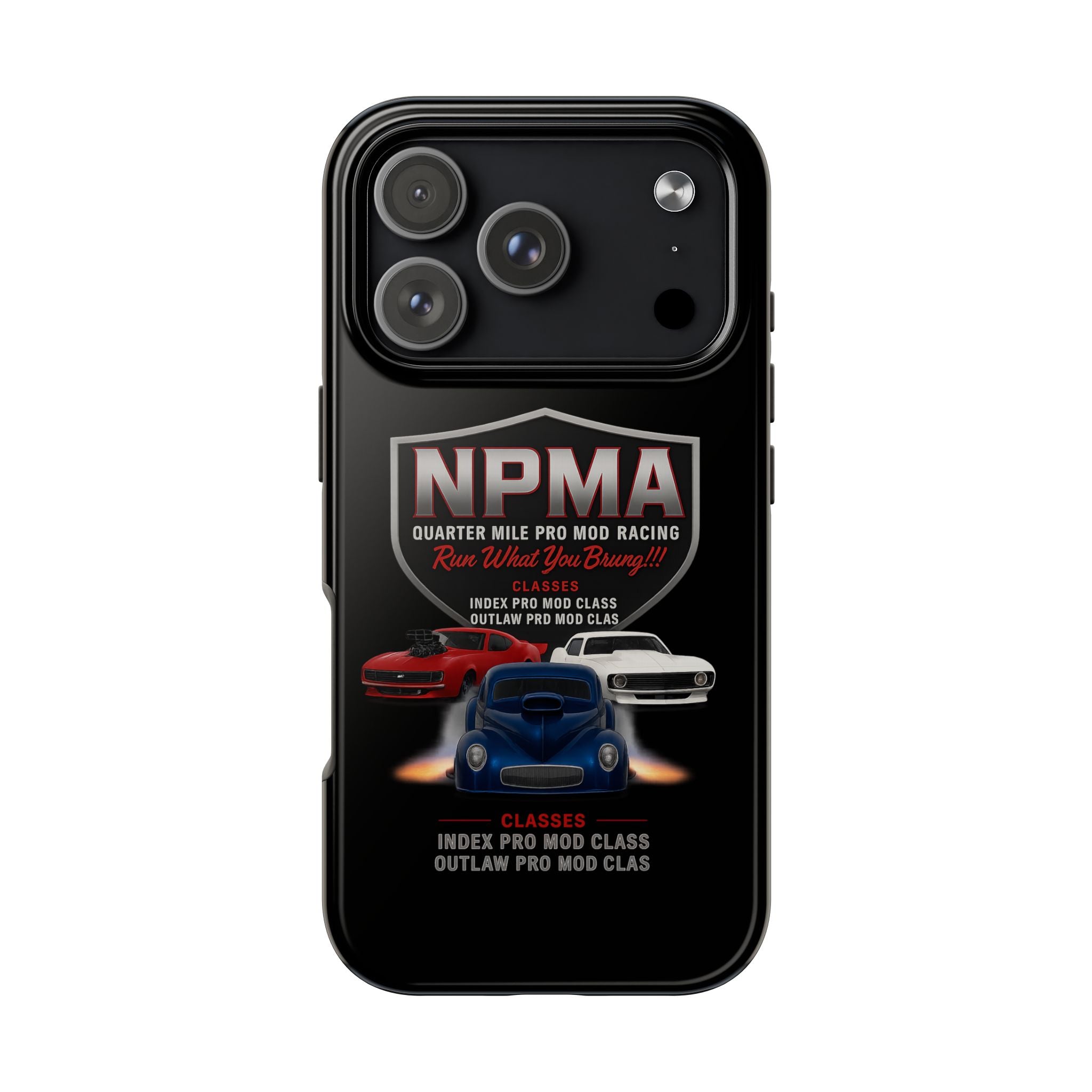 Racing-Themed Tough Phone Cases, Durable Phone Cover, Car Enthusiast Gift, Customizable Tech Accessories, NPMA Racing Merchandise